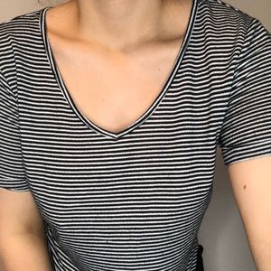 Stripped Tee Shirt- V-Neck